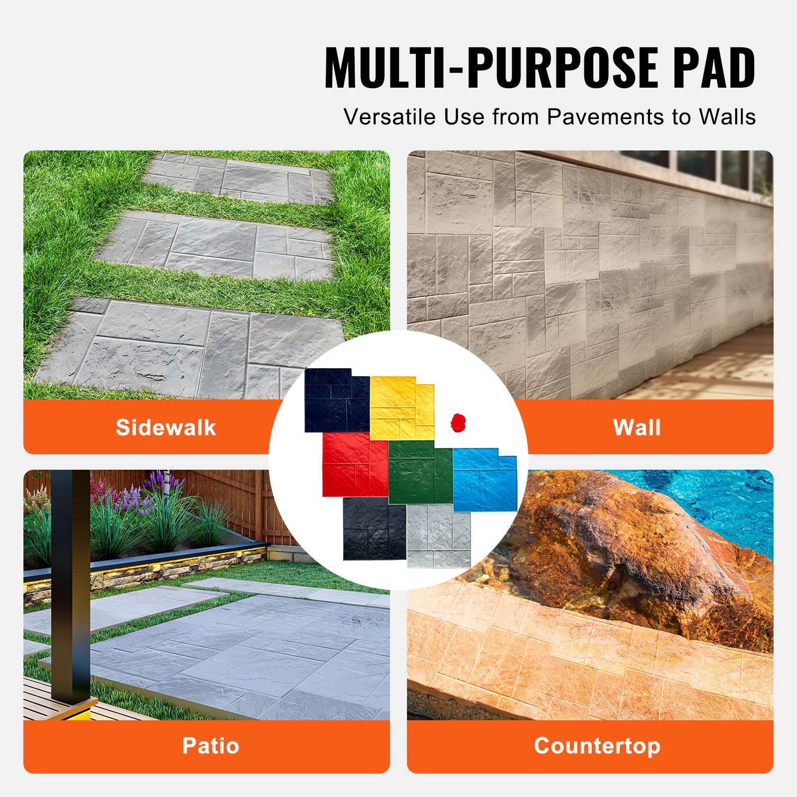 Uimoso Concrete Stamping Mats 24 in7pcs Polyurethane Texture Skins for Texturing