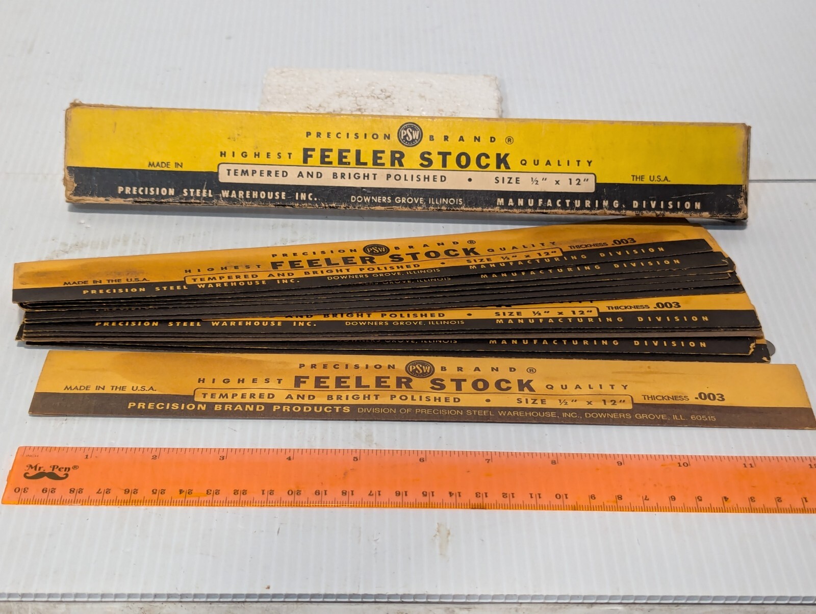 Box of Precision feeler stock, 0.003 thickness, 1/2 inch x 12 inches – Free Ship