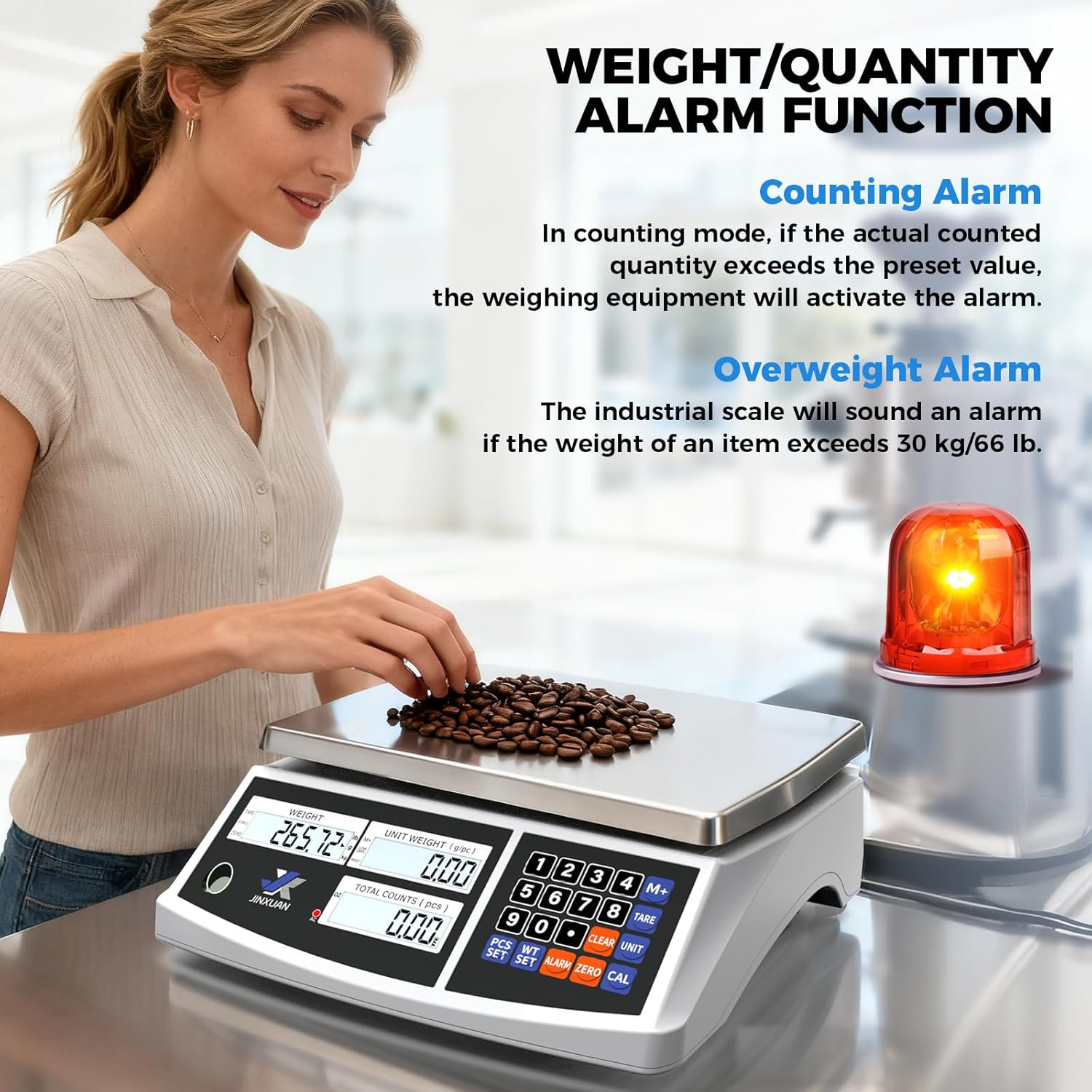 Industrial Counting Scale 30Kg/66Lb X 0.1G Precision Bench Scale Digital Invento