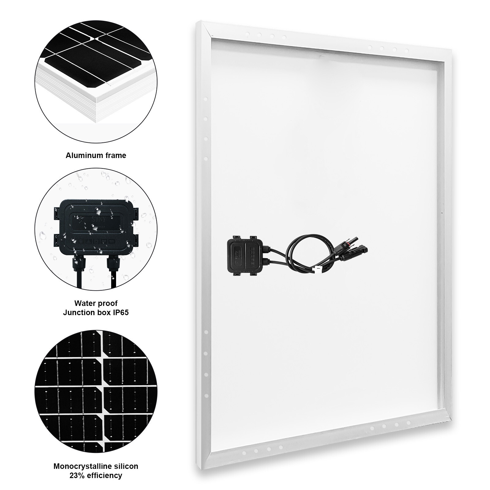 100 Watt 12V 23% High Efficiency Mono Solar Panel PV Module for Marine Caravan
