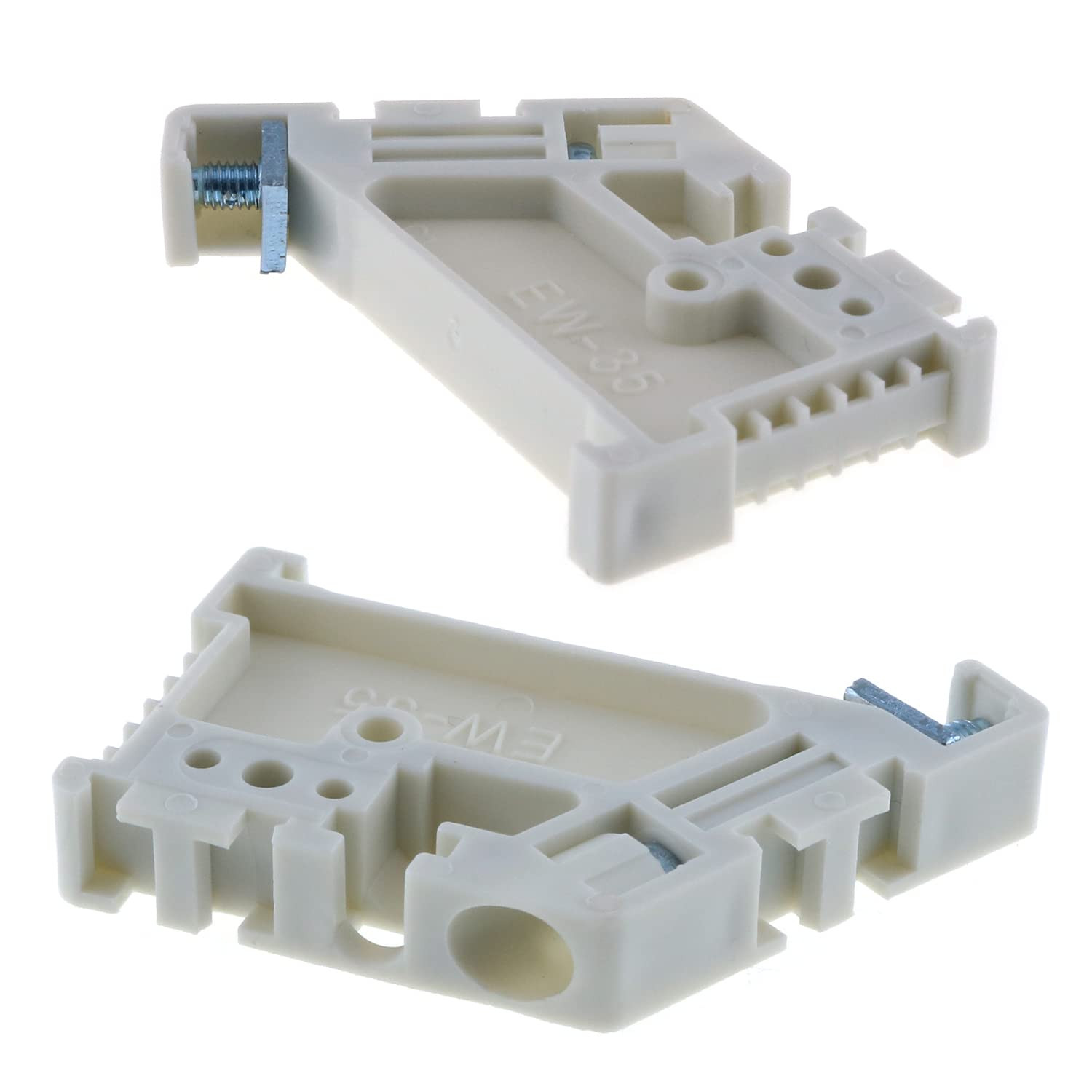 20PCS DIN Rail End Clamps EW35 White 35mm Terminal Block Stoppers End Stops