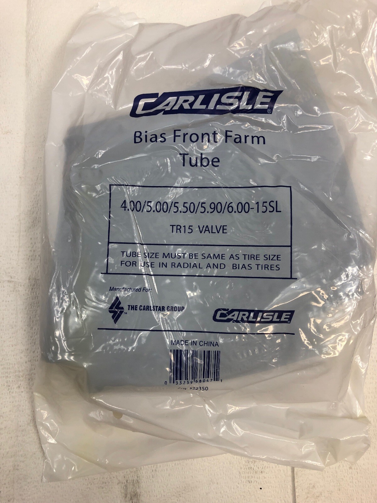 Carlisle 322350 Bias Front Farm Tube-TR15 Valve4.00/5.00/5.50/5.90 6.00-LOT OF 2