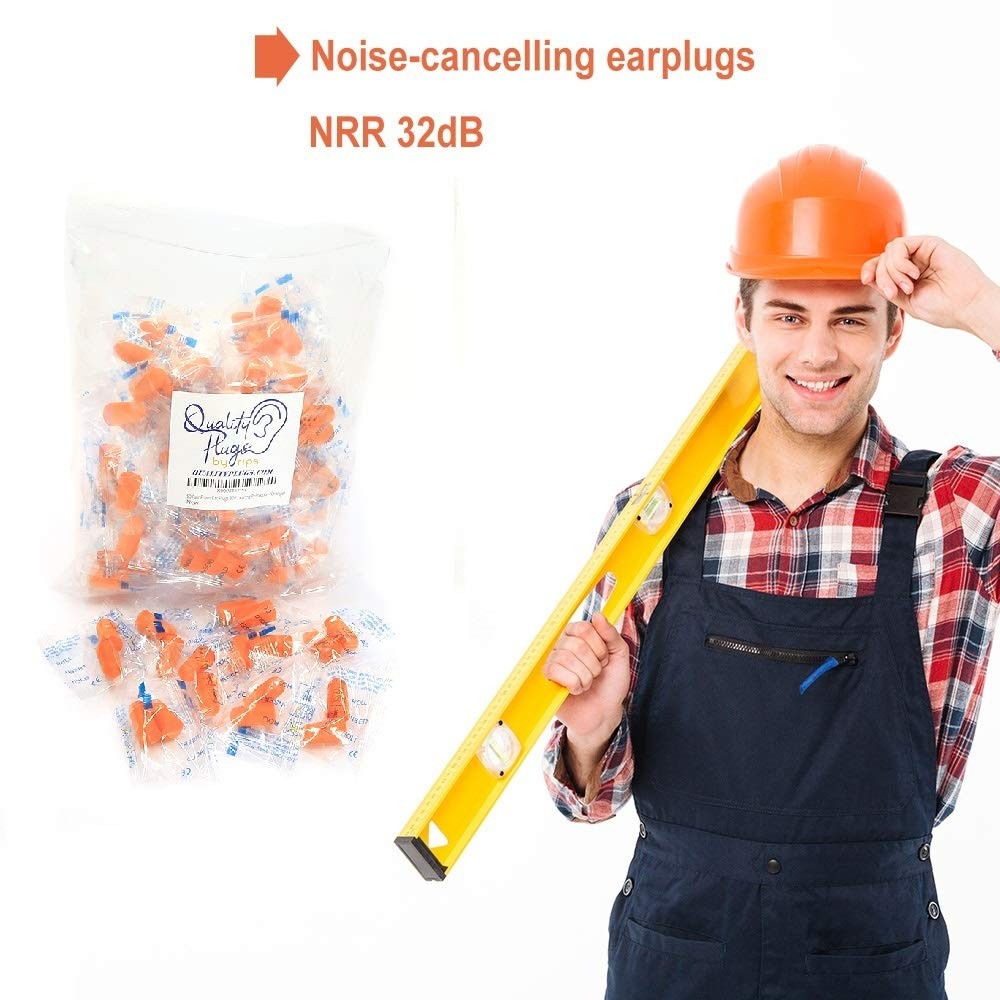 Quality Foam Earplugs 50 Pair- 32dB Noise 50 Count (Pack of 1), Orange