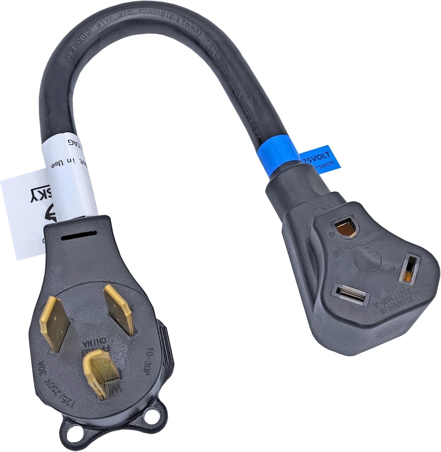 18-Inch 30A NEMA 10-30P to TT-30R Plug Adapter – Efficient and Safe Connection