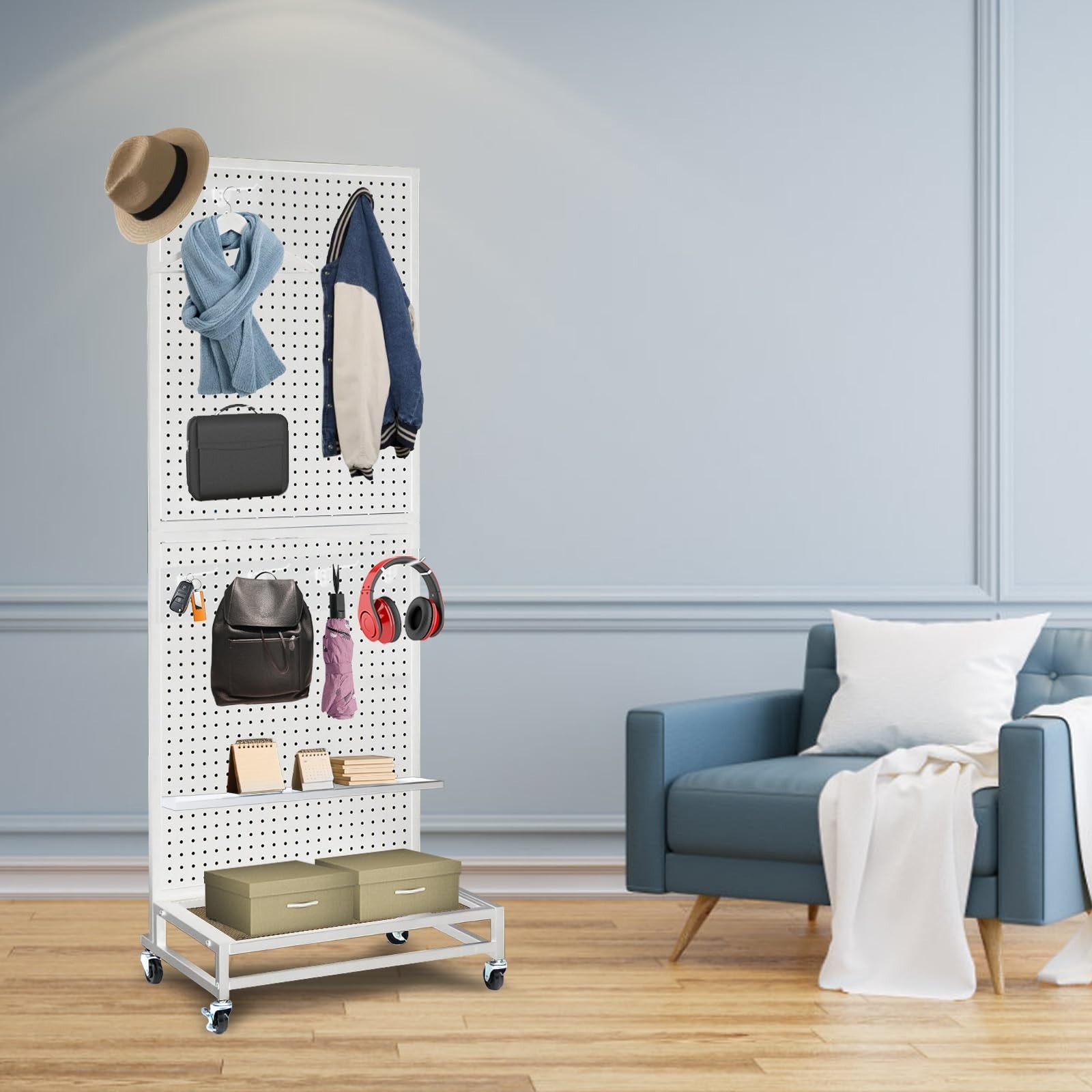 NectaCol Metal Pegboard Display Stand with Base Plate, Two Separately Pegboar…