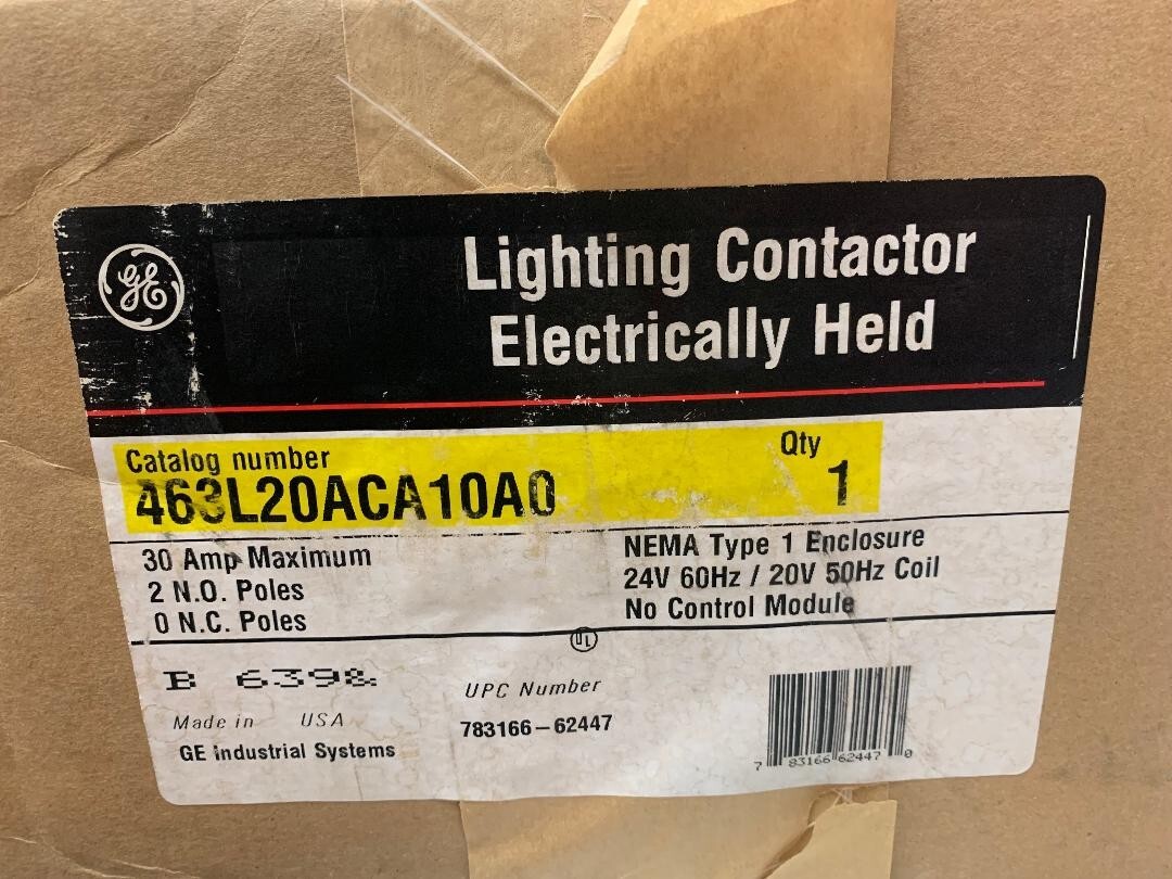 GE Electrically Held Lighting Contactor 463L20ACA10A0