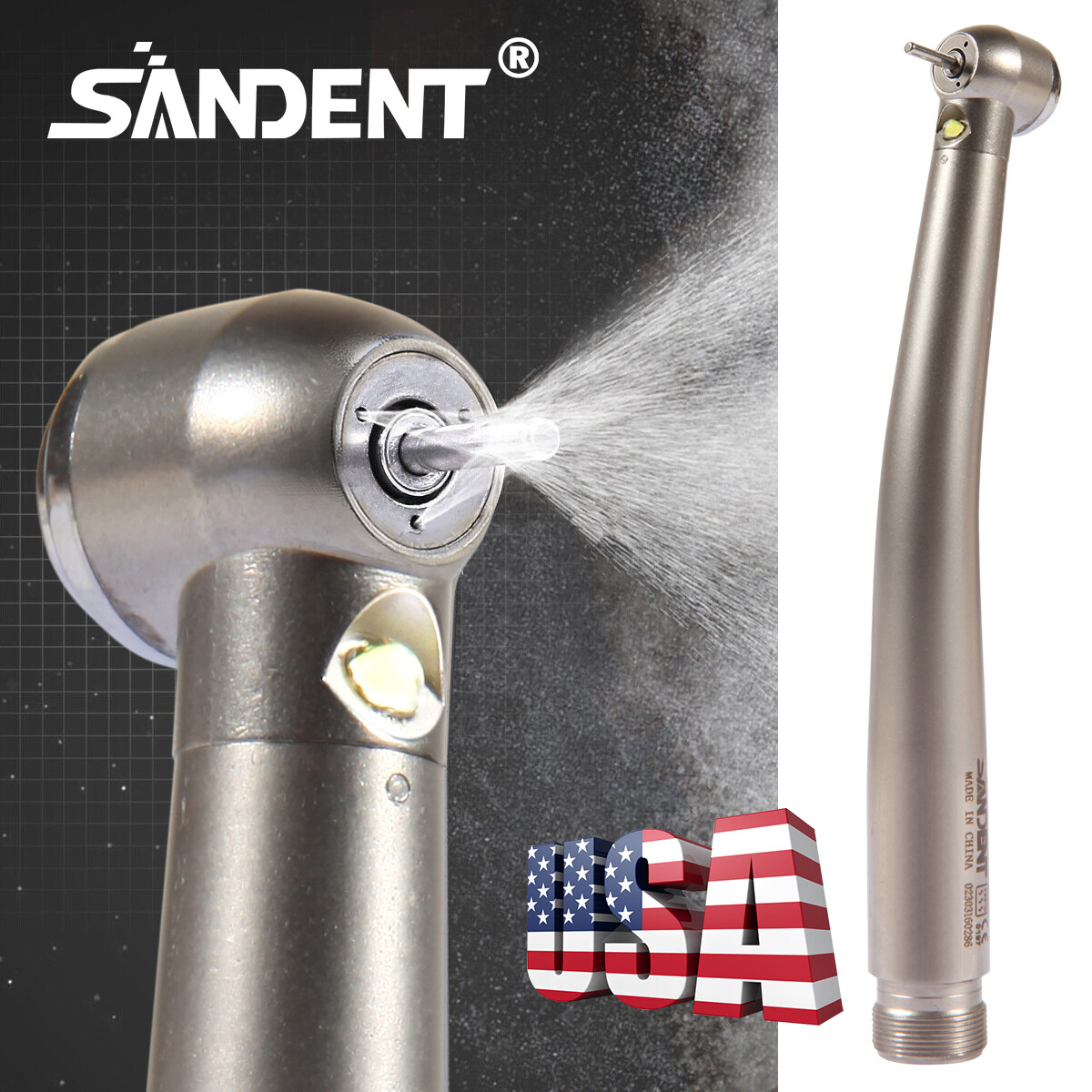 1-10 Turbina Dental LED Light Fiber Optic High Speed Handpiece 2 Holes Borden