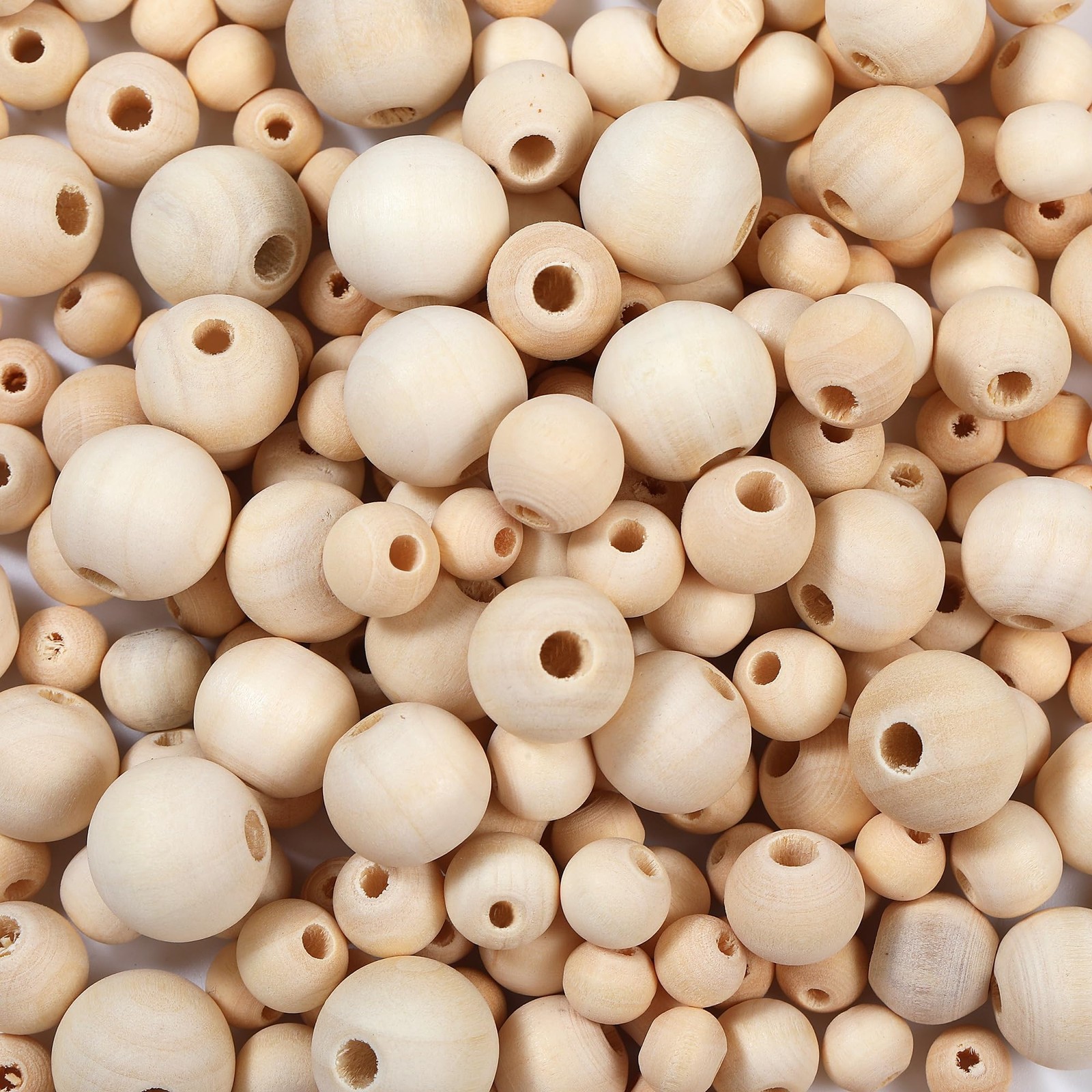 Secmity 280pcs Wooden Beads for Crafts 5 Sizes Unfinished Wood Bead yellow