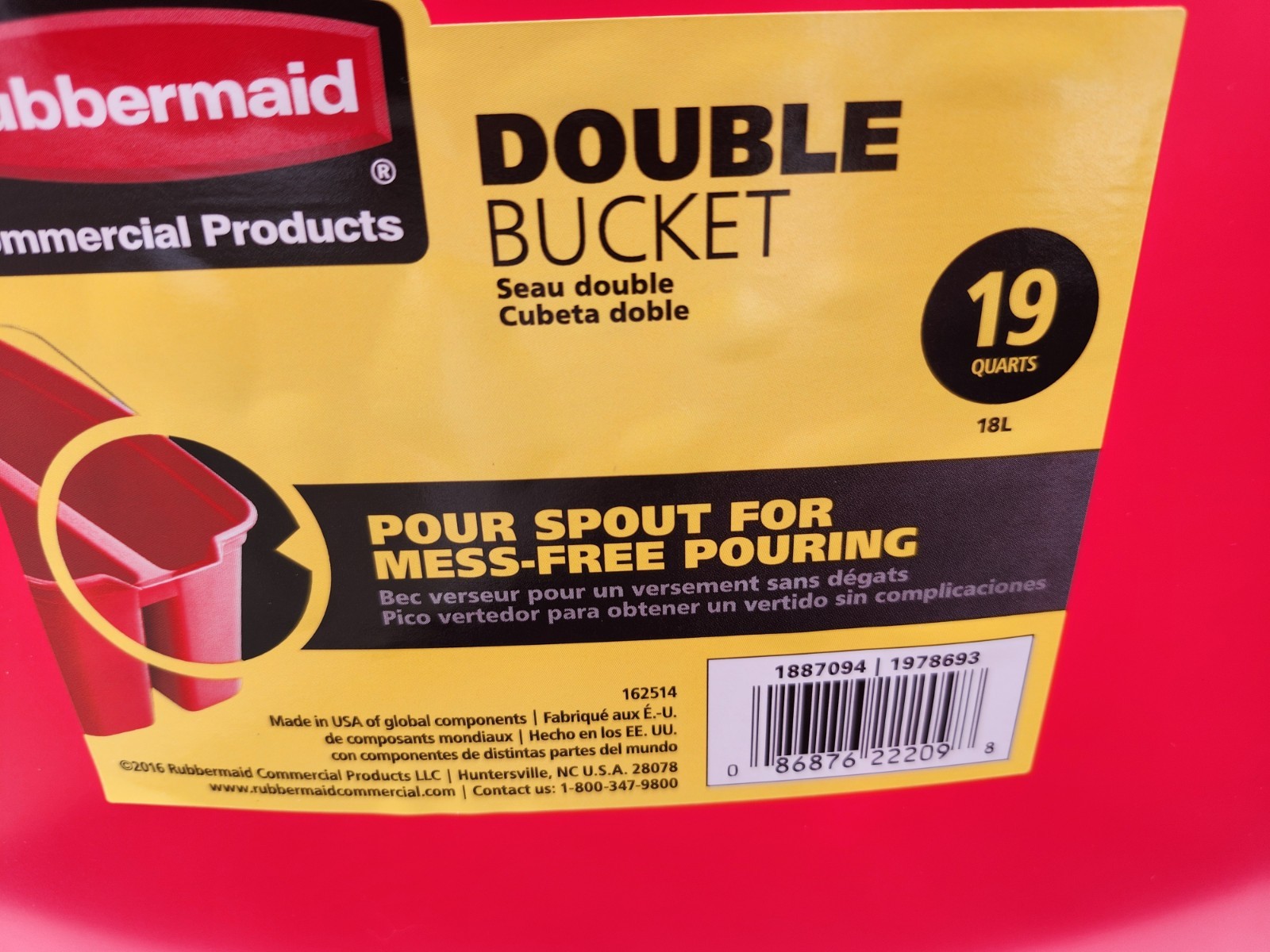 Rubbermaid Commercial Double Pail Bucket 19 Quart Cleaning Mop Tool RED LOT 2
