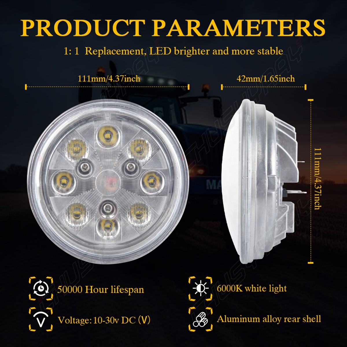 4PCS LED Work Lights Headlights For Deere Sprayer 6100,6500,6600,6700
