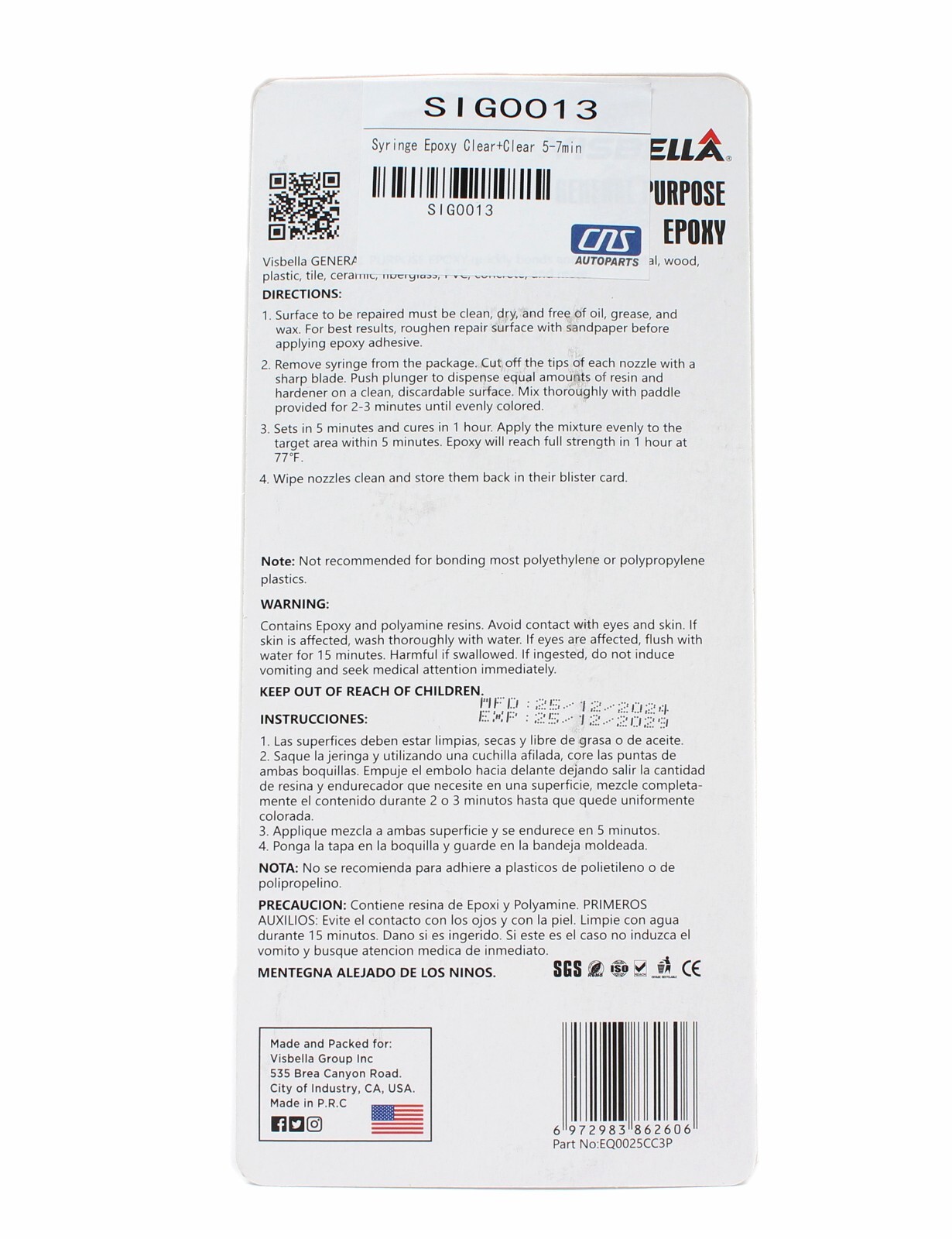 Visbella Plastic Quick Setting Epoxy Syringe Bonder Repair Glue (Clear) 0.88oz