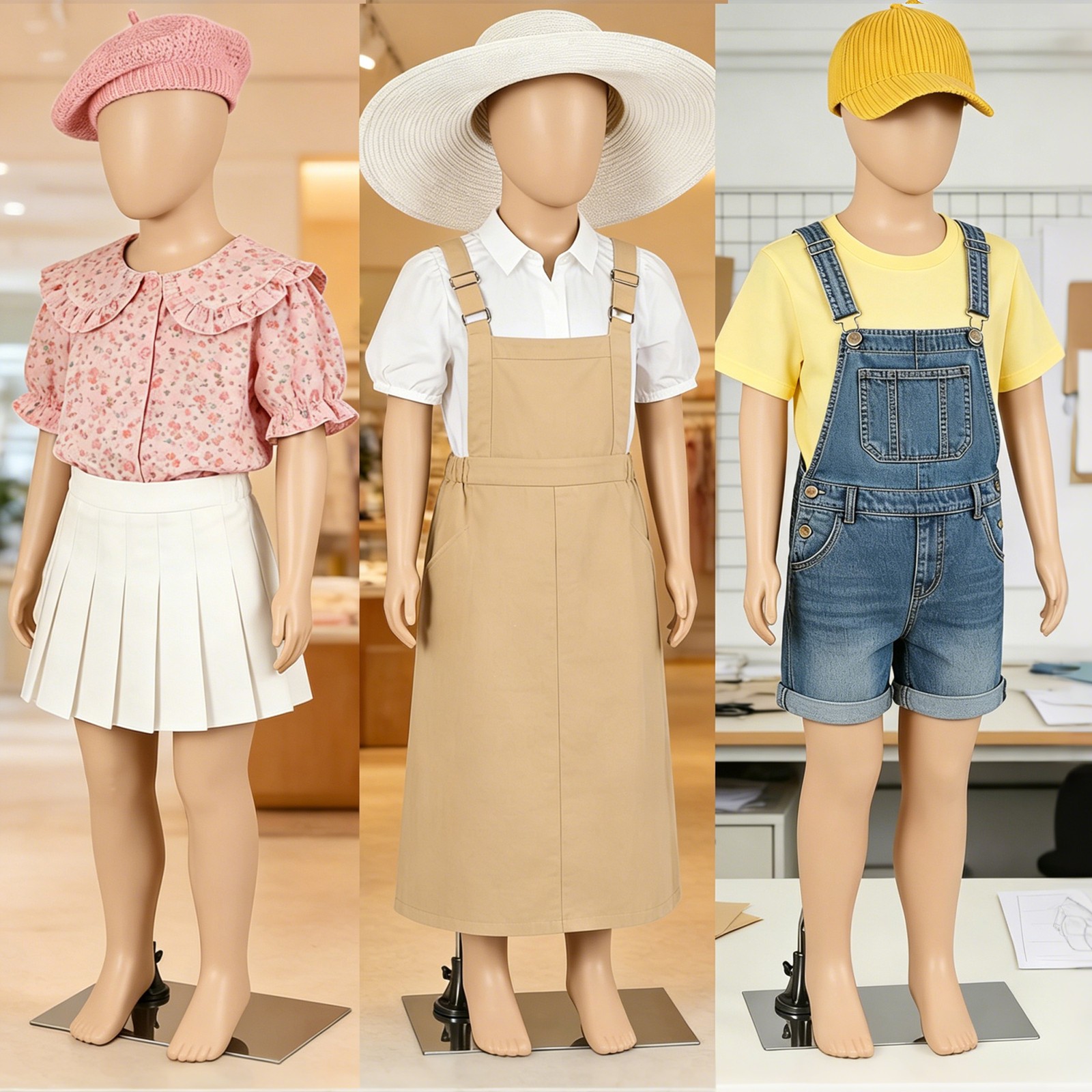 Detachable Kids Mannequin 360° Head Child Dress Form for Clothing Shop Nude