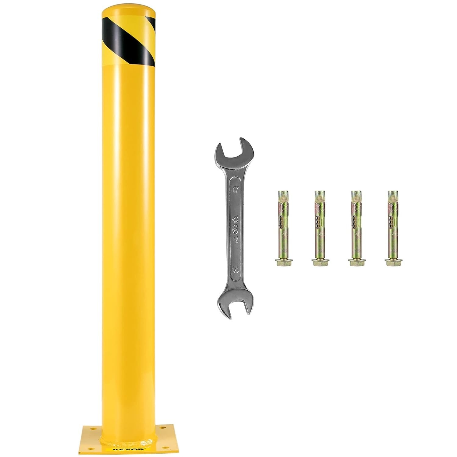 48 Inch Safety Bollard Post – Durable Yellow Traffic Barrier for High Visibility