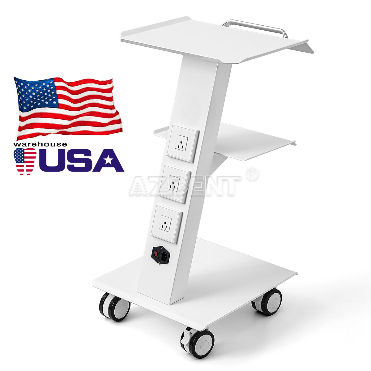 AZDENT Dental Mobile Cabinet Cart with Drawers /Tool Cart Trolley with Sockets