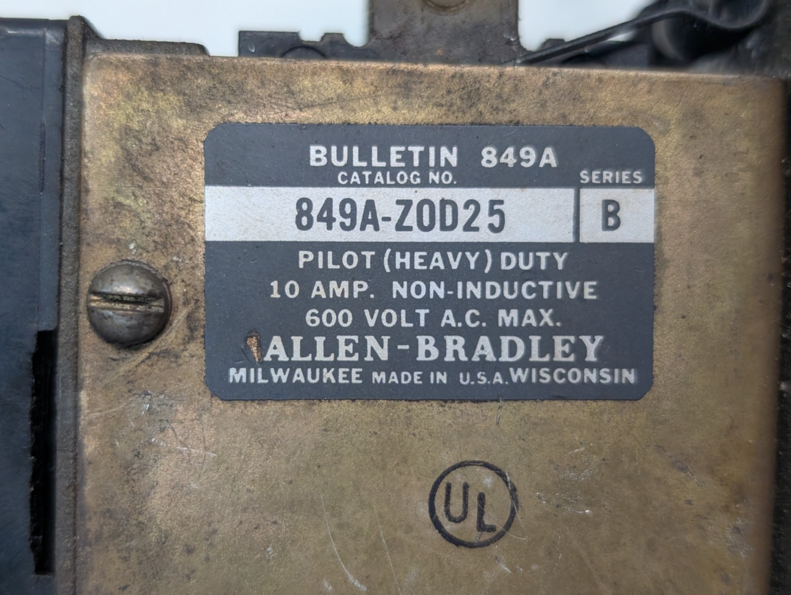 Allen-Bradley 849A-Z0D25 Pilot (Heavy) Duty Timer Relay Assembly with 120V Coil
