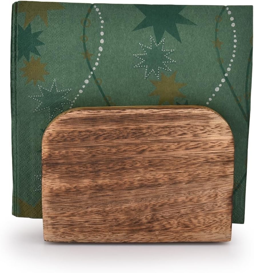 Burning Finish Mango Wood Napkin Holders For Kitchen Upright Paper Napkin Sto…