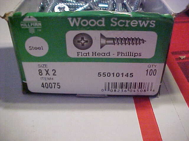 Qty 100 #8 x 2″ STEEL, FLAT HEAD, PHILLIPS DRIVe wood screws ships free