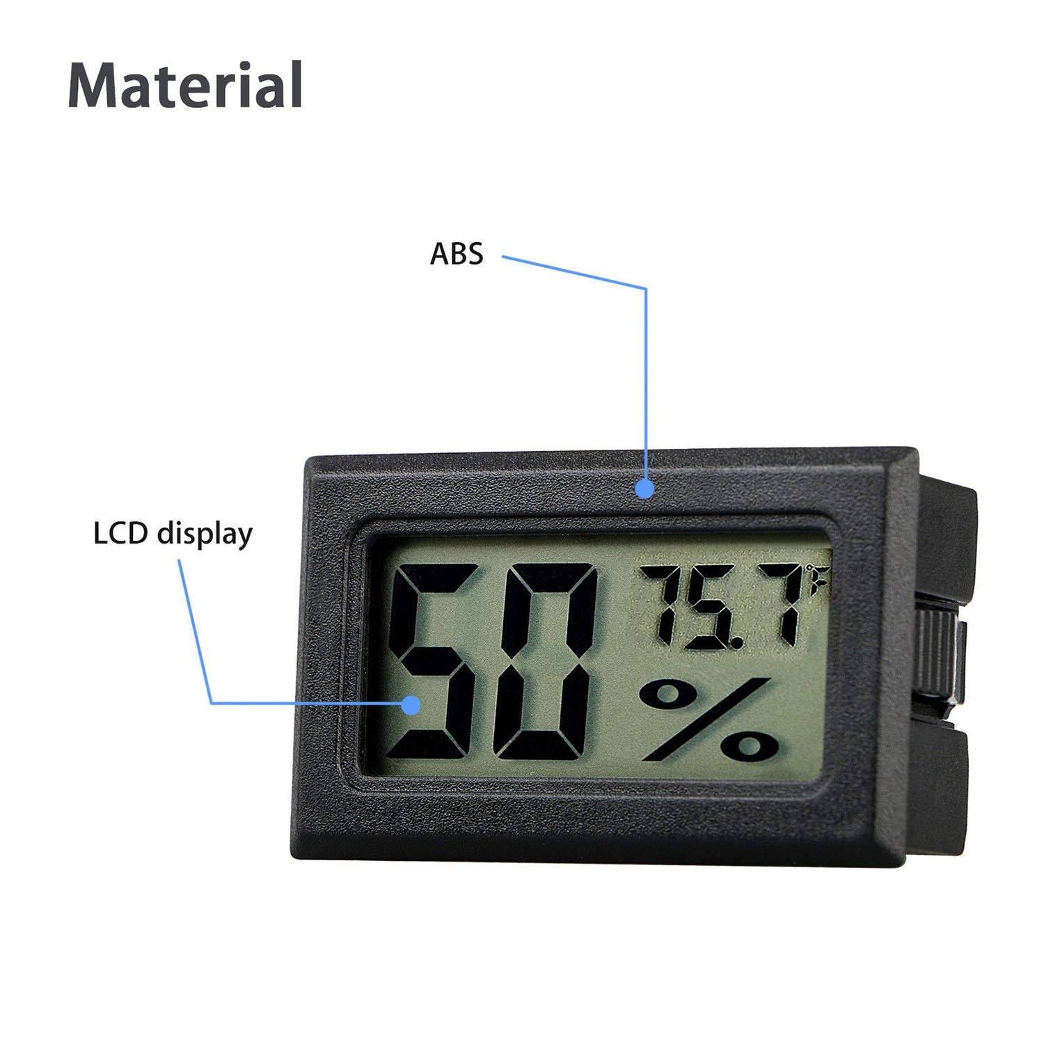 4-Pack Mini Digital Temperature Humidity Meters Gauge Indoor Black