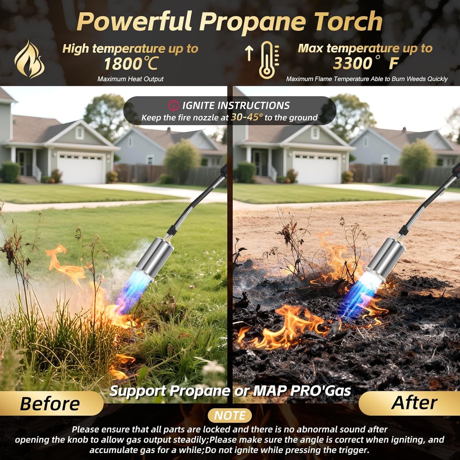 Propane Torch Weed Burner Weed Torch Flamethrower Heavy Duty Blow Torch Control