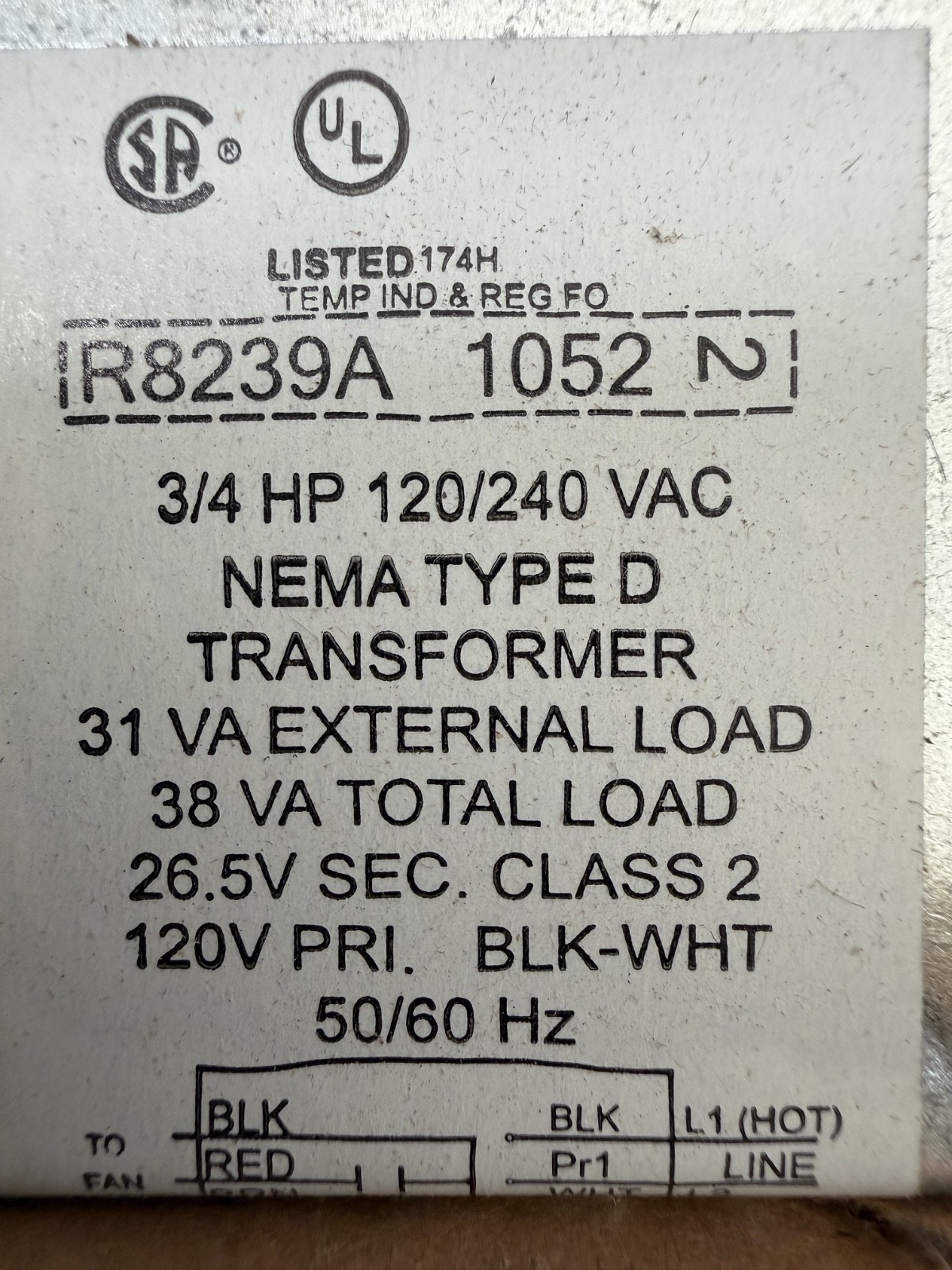 Honeywell R8239A1052 Fan Center 24V 60Hz