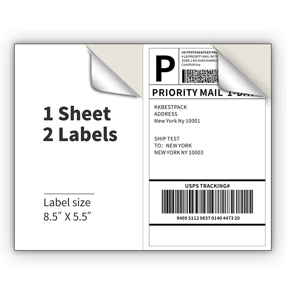 220-11000pcs 8.5 x 5.5″ Shipping Labels Half Sheets Blank Self Adhesive