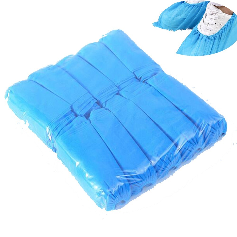 100pcs Blue High Elastic Disposable Non-Woven Shoe Covers Dust Proof Home/Lab