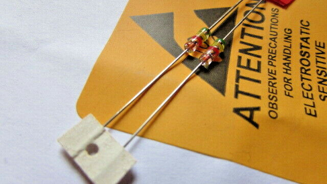 1N542 Vintage ITT Gold Bonded Color Coded Germanium Glass Diodes (2pcs) NOS USA