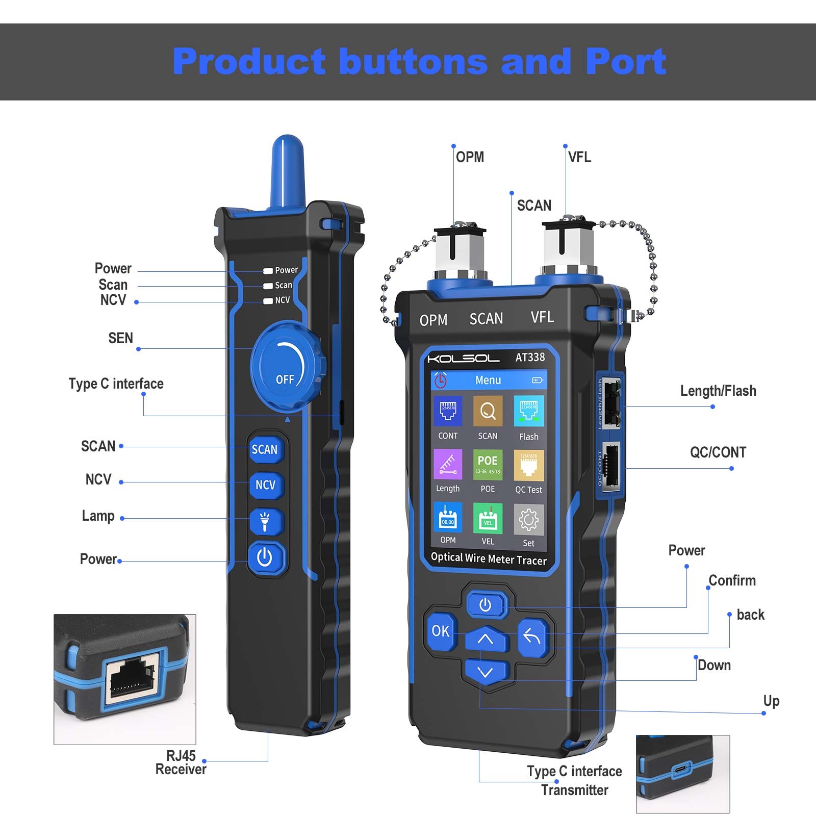 Network Cable Tester CAT5 CAT6 Cable Toner Ethernet RJ45 POE Test,Fault location