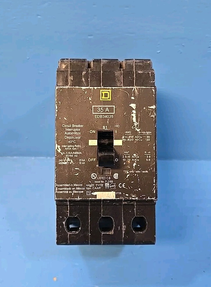Square D EDB34035 35A 480V 3Pole Circuit Breaker