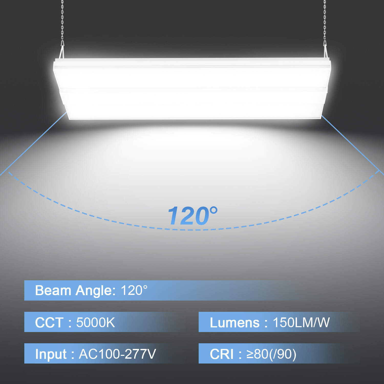 2Pack LED Warehouse Shop Linear High Bay Lights 150W 22500LM [Eqv.600W MH/HPS]