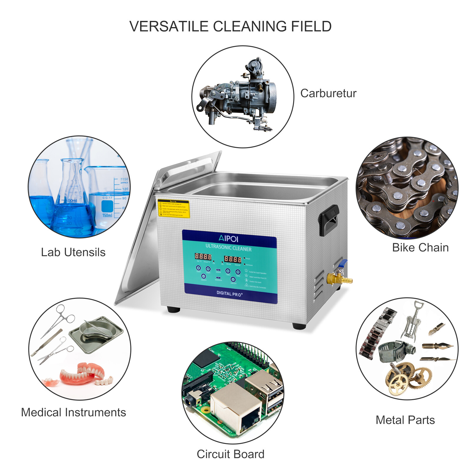 AIPOI 15L Industry Ultrasonic Cleaner Cleaning Equipment with Timer Heater