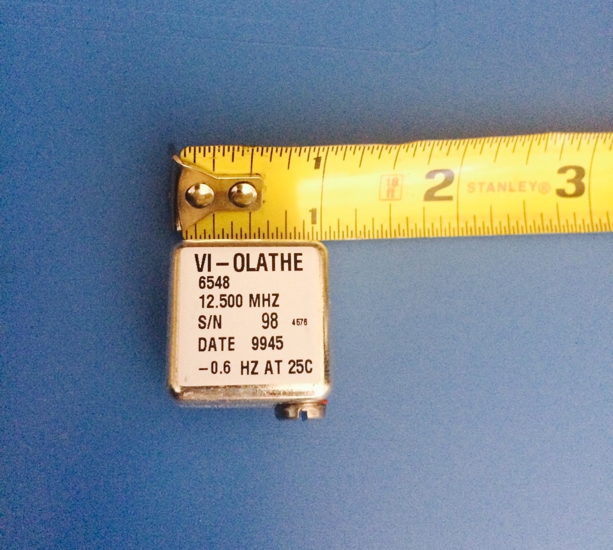 6548 VI-OLATHE OSCILLATOR 12.500MHZ +5V 4 PIN DIP ADJ -0.6HZ AT 25′