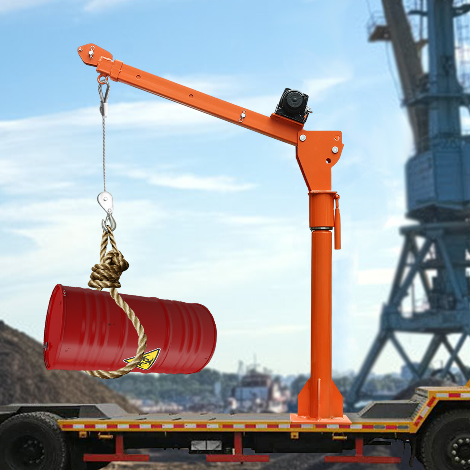 1100LBS Truck-Mount Crane Lift w/12V Electric Winch Pickup Truck Jib Crane Hoist