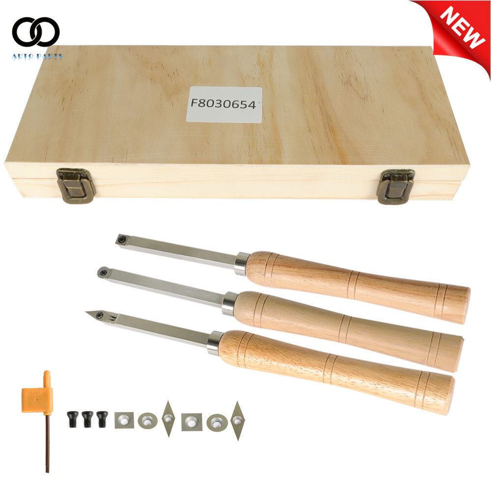 Carbide Woodturning Tool Mini Size With Comfort Grip Handles (3 Piece Set)