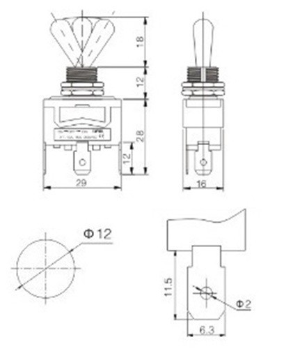 HEAVY DUTY SPDT (ON)-OFF-(ON) MOMENTARY TOGGLE SWITCH – SPADE TERMINALS (13AF)