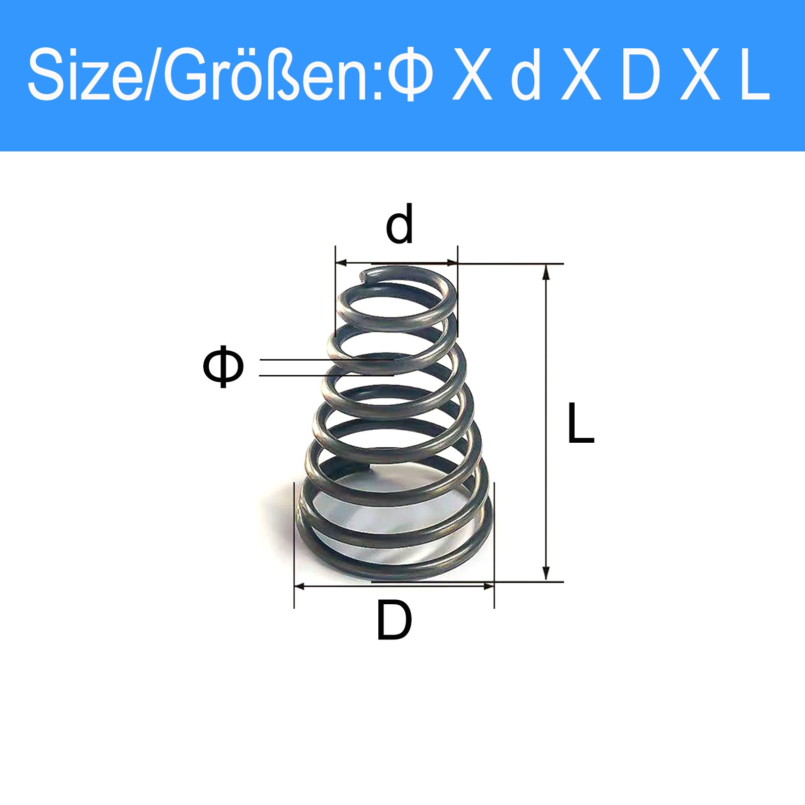 Conical Compression Spring Tapered Cone Spring Steel 0.2-3.0mm Wire High Tension