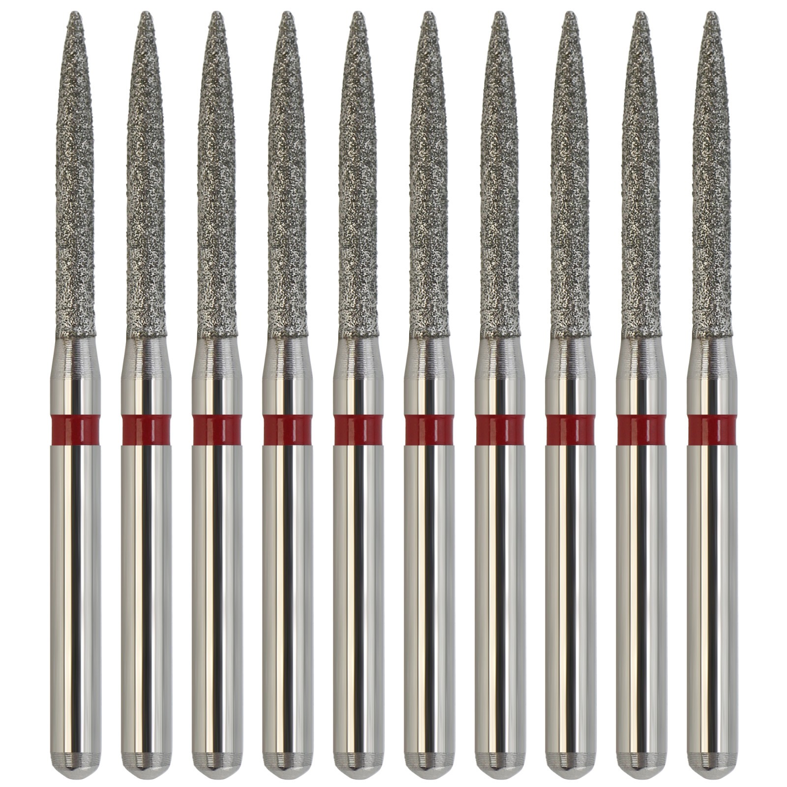 Dental Diamond Flame Bur Fine Grit Red FG Burs 863/012F For High Speed Turbine