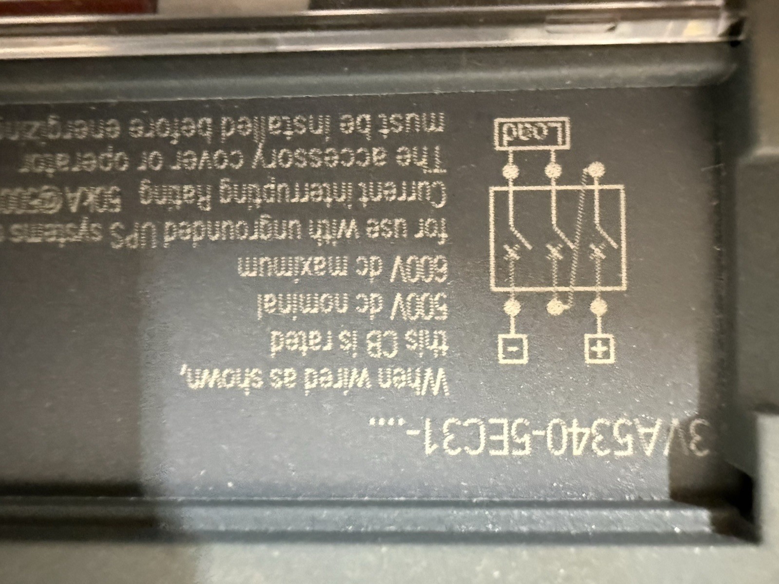 Siemens 3VA53 MBKVAM3400A Main Breaker Kit 400A 480V 3-Pole 3-Ph