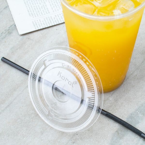Karat 107mm PET Plastic Flat Lids – 500 pcs, C-KC107TS