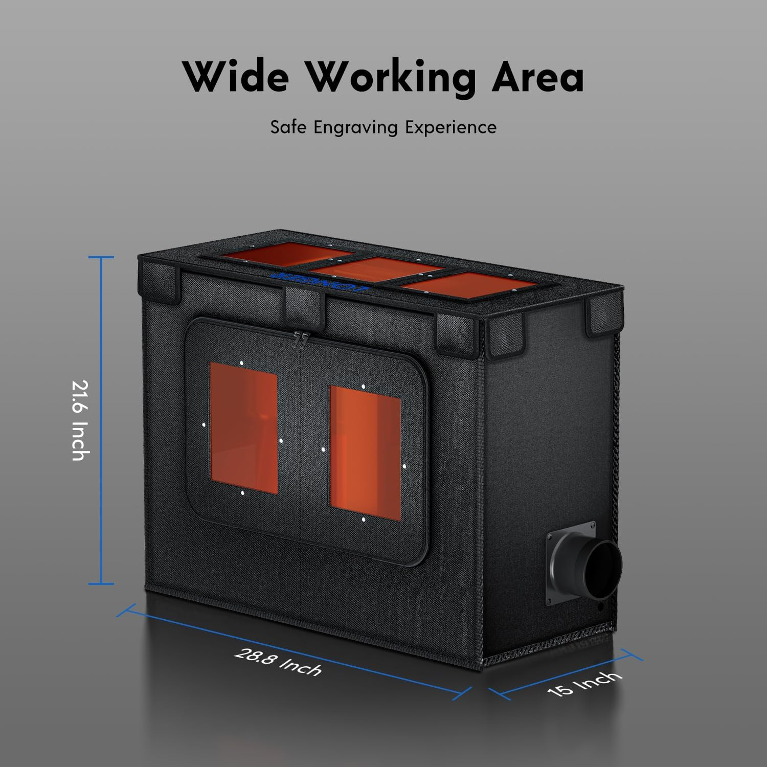 Laser Engraver Enclosure with Vent – Smoke & Noise Protection Cover 28.8x15x21.6