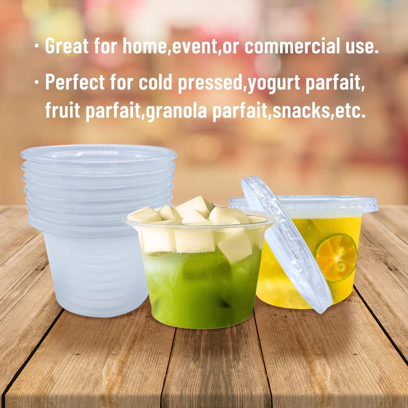 Qinsihwn 50 Pack 8 OZ Disposable Plastic Cups with Lids,Clear 8 Ounces, Clear
