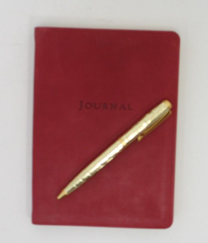 Journal Diary Leather 7″ Soft Cover 224 Lined Pages Graphic Image $70 Cranberry