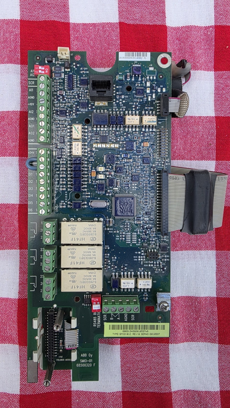 ABB SMIO-01C Rev Q. CPU board for ACH550 VFD. Part number 68500320