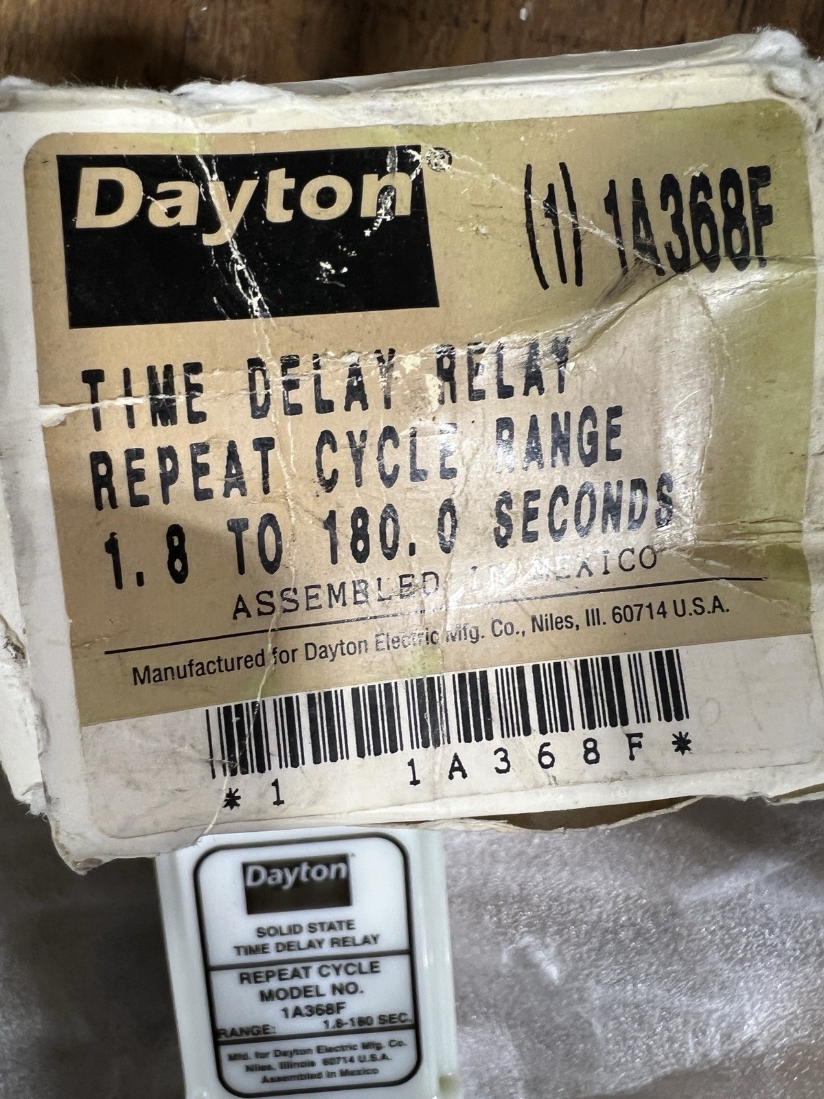 Dayton 1A368F Time Delay Relay 1.8-180seconds w/ On & Off Timers, 8-Pin