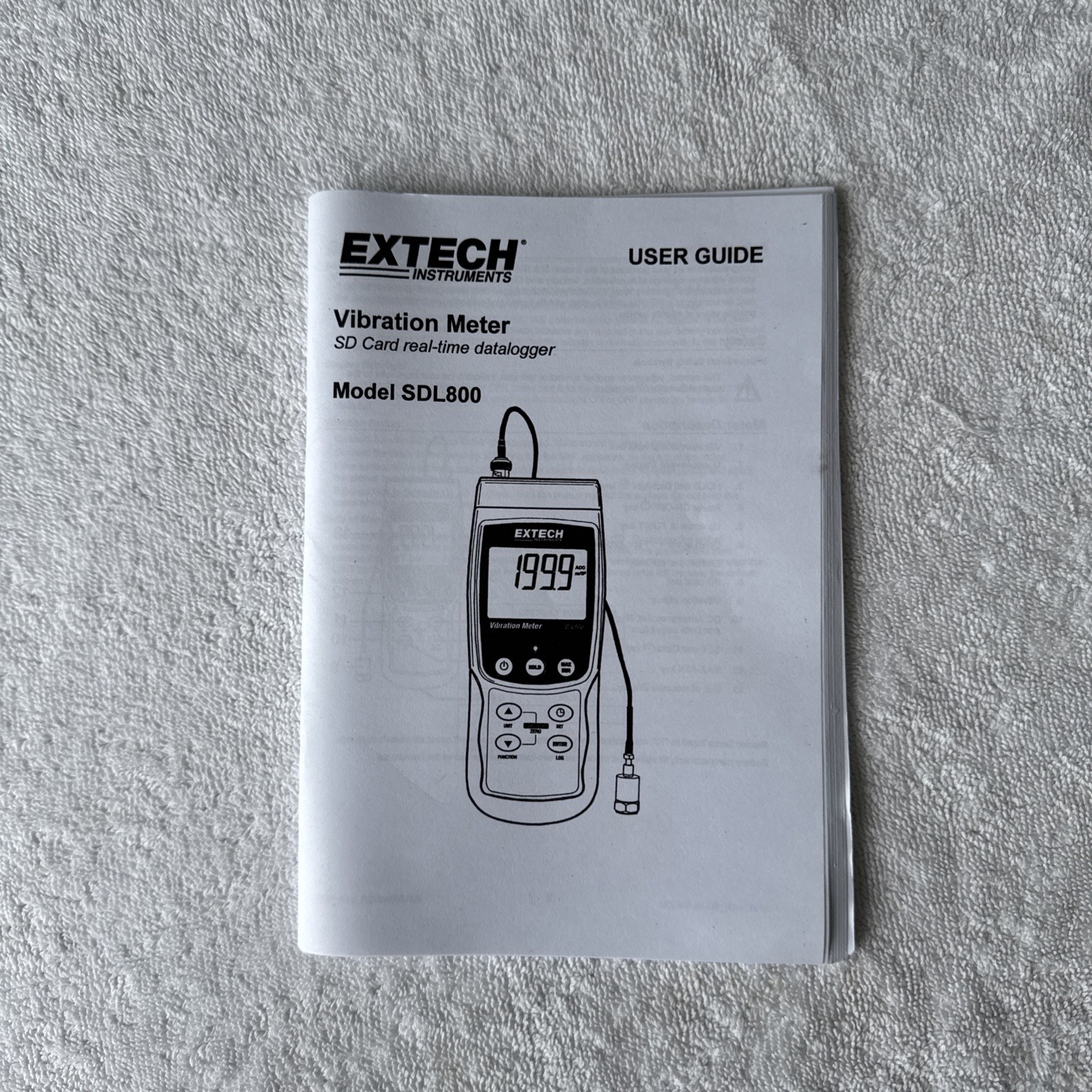 EXTECH SDL800 Vibration Meter Calibrated W/ SD Card Datalogger Batteries & Case
