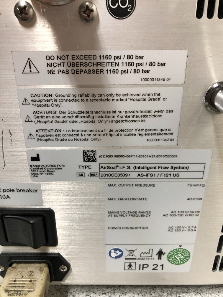 Conmed AirSeal i.F.S. Intelligent Flow System Insufflator REF AS-iFS1 / F121 US