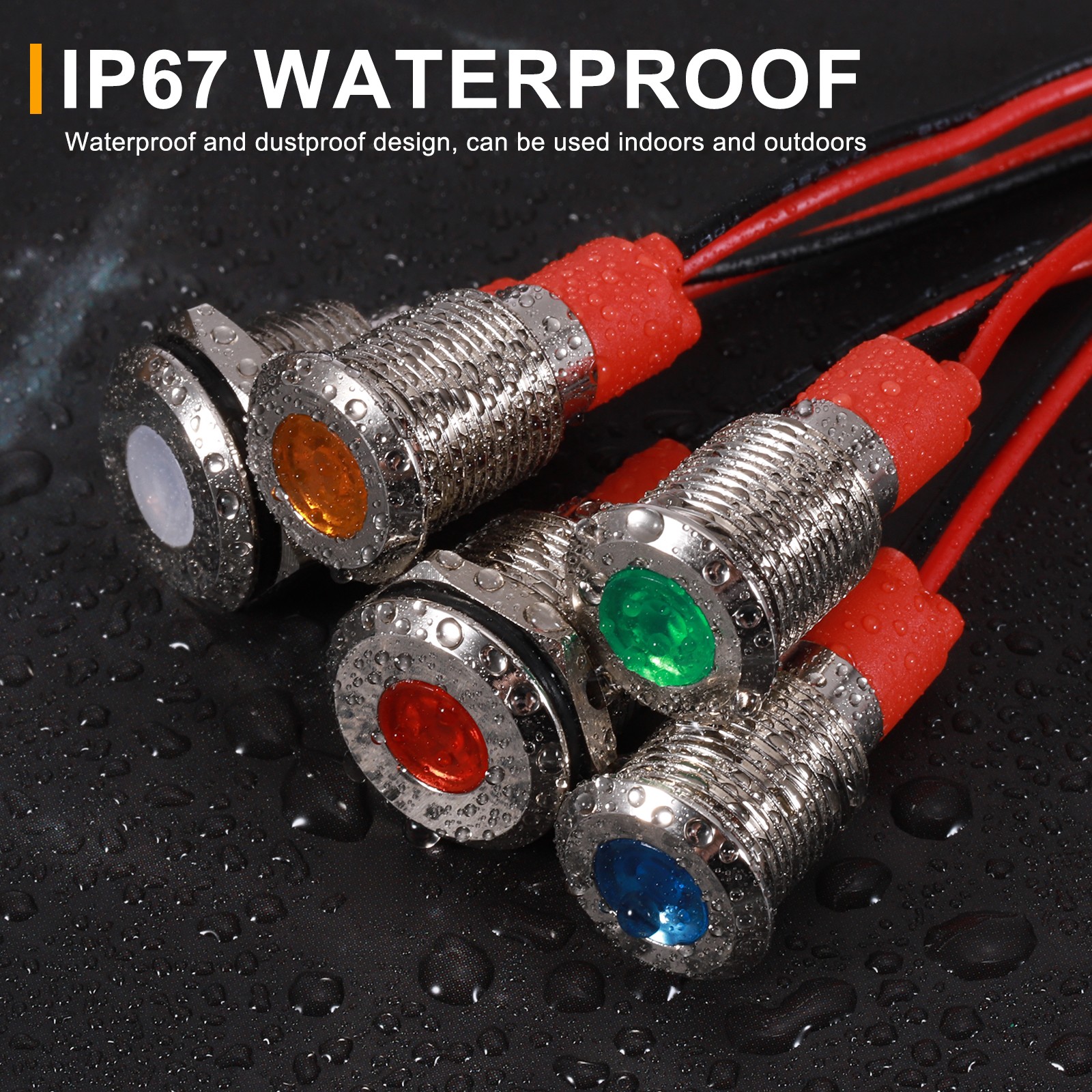 5Pcs 10mm( 3/8″) Indicator Light12V-24V AC/DC 20mA for Boat Car5 Colors