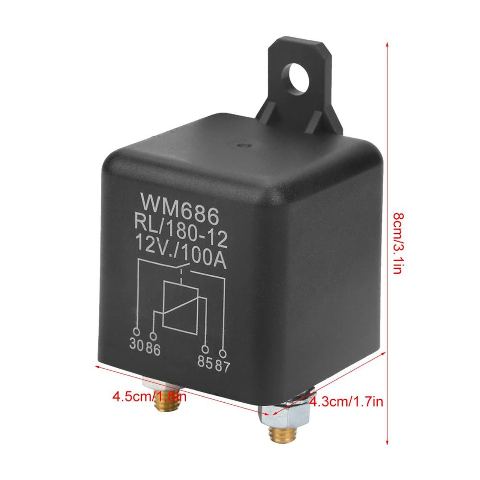 Relay 100A, 12V Continuous Duty 4 Pin High Power Relay, Normal Open