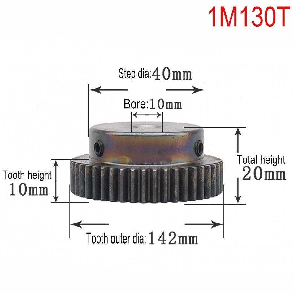 45# Steel Motor Transmission Gear 1 Mod Pinion Gear 10T-150T Spur Gear With Step