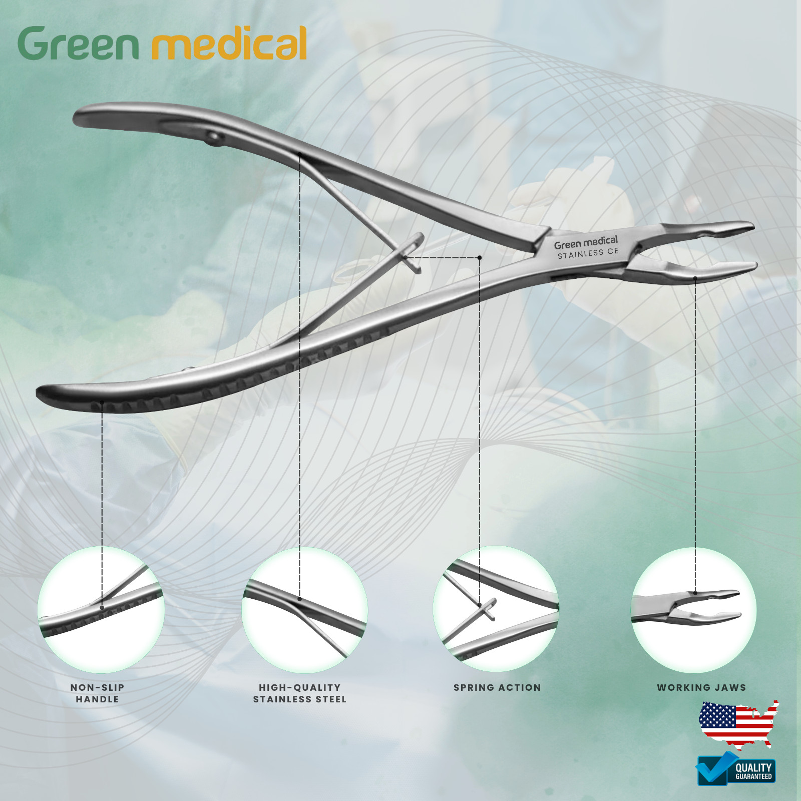 Micro Friedman Bone Rongeur Curved Surgical Dental 1.3mm Jaw German Grade